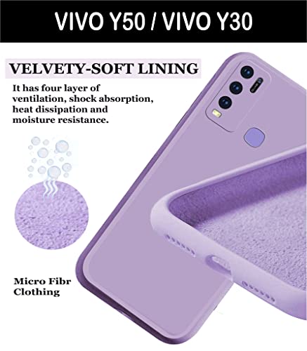 Image of A rtistque Liquid TPU Silicone Matte Shockproof Flexible with Camera Protection Soft Back Cover Case for Vivo Y50 / Vivo Y30 - Purple