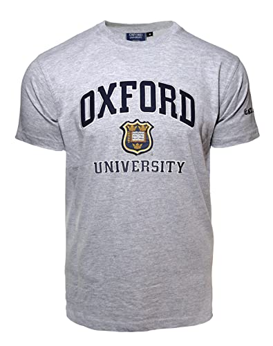 British Heritage Brands Unisex Oxford University Applique Embroidery T Shirt Grey L