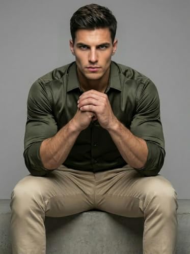 Image of Diverse Men's Satin Casual Shirt | Premium Solid Poly Satin | Wrinkle-Free, Full Sleeve Regular Fit Office, Business Wear