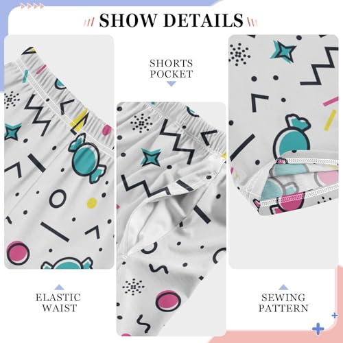 ZZXXB Candy Print Boys Long Pants Soft Trousers Elastic Waist Kids Lounge Bottoms with Pockets S-XL4