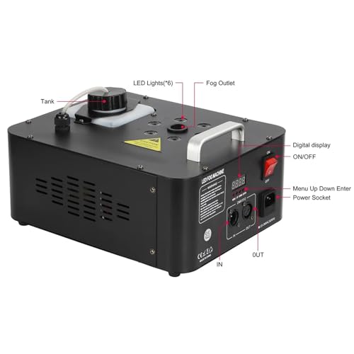 Máquina de humo TsoLay para escenario, 1200W, pulverización vertical, con 6 luces LED RGB y control remoto, para fiestas, Halloween y efectos de escenario miniatura 4