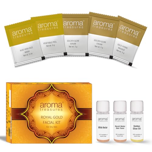 Image of Aroma treasures one time use facial kits with natural ingredients (Royal gold facial kit - Dry Skin)