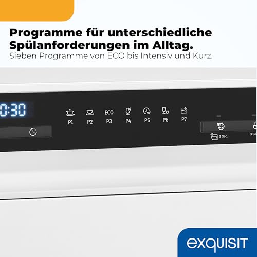 Exquisit Mini-Geschirrspüler, Tischspülmaschine, 55 cm breit, spülmaschine klein, ECO-Modus, GSP5508-030D weiss