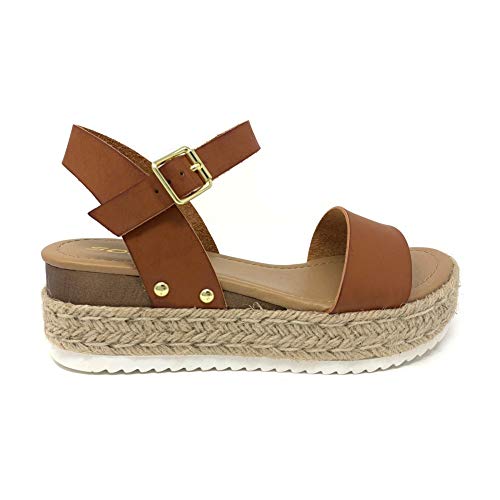 Image of Soda CLIP ~ Women Open Toe Ankle Strap Platform Espadrille Sandal