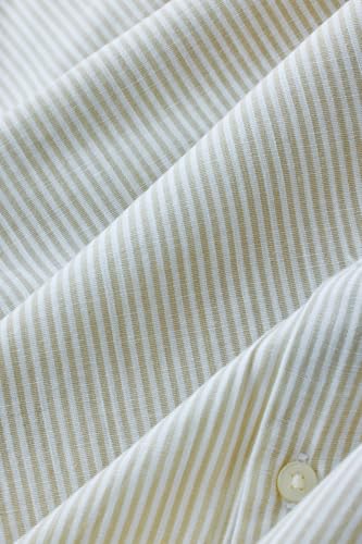 Image of SNITCH Men Casual Plus Size Shirt | Regular Fit Full Sleeve Mandarin Collar Striped Design | Premium Cotton Linen Blend & Breathable Fabric for Office & Everyday Wear