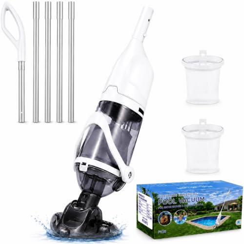 Image of Grelawner 2026 Upgraded Cordless Handheld Pool Vacuum for Above Ground Pool, Rechargeable Small Pool Vacuum with Telescopic Pole, 60 Min Runtime, 14.1 GPM Suction, for Hot Tubs & Spas, Frost