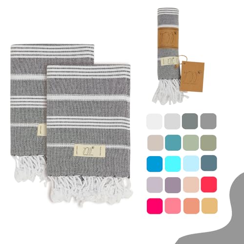 Yazz Turkish Cotton Hand Towels - Set of 2, 18