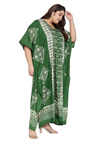 Image of Oussum Plus Size Kaftan Dresses for Women, Polyester Summer Caftan Cover Up Maxi Beach Dress, 1X-3X