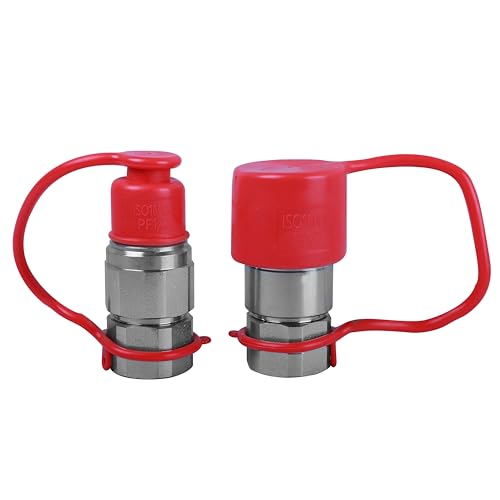 Image of 1 /2 inch NPT Carbon Steel Flat Face Type Hydraulic Quick Connect Coupling,ISO 16028 with 2 Sets Dust Caps,Quick Disconnect Coupler
