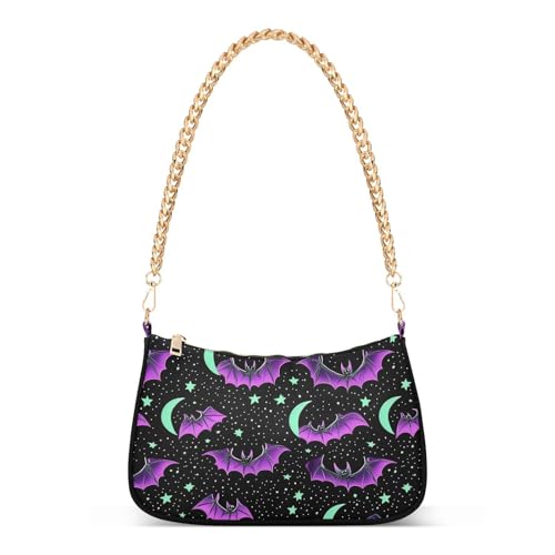 Magic Bats Shoulder Bag for Women, Handbag with Chain Strap, Soft Purse Tote Bag for Ladies