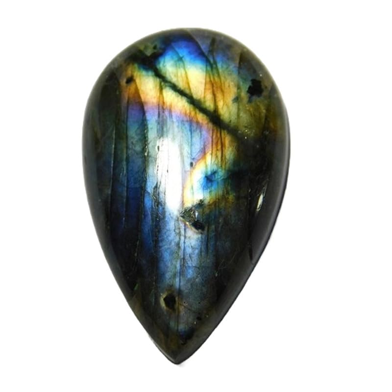 Labradorite naturelle cabochon poire 30x18mm : Ne ratez plus vos sertissages de bijoux