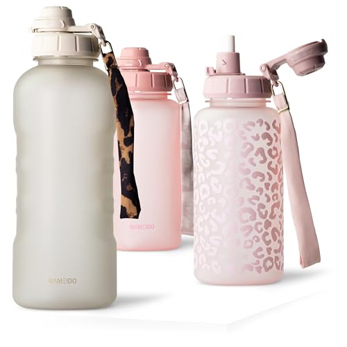MAMEIDO Trinkflasche mit Strohhalm 2 l (Ivory Beige)