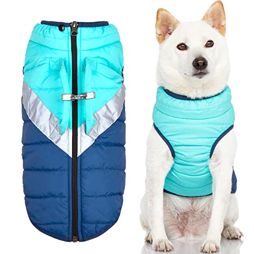 Image of Gooby Mountaineer Dog Jacket - Mint, Large - Warm Zip-up Coat with Lift Handle, Dual O Ring Leash, Water Resistant, Reflective for Small & Medium Dogs