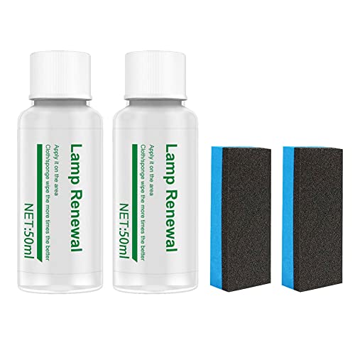 ihreesy 50ml Headlight Restoration Kit,2PCS Headlight Repair Polishing Spray Headlamp Renewal Polish Liquid Cleaning Refurbish Kit for Car Lens