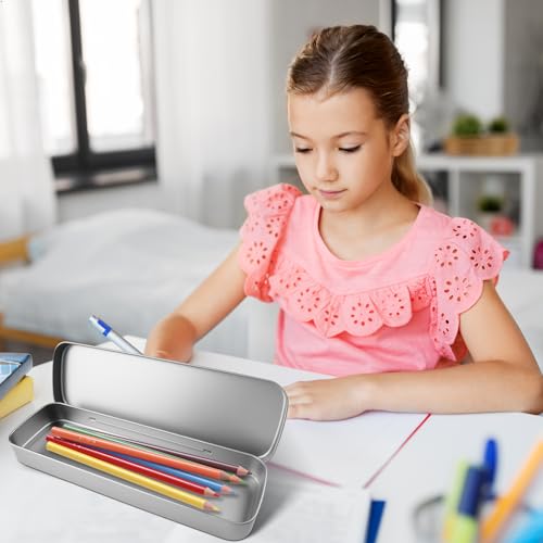 Lytonix 3 Stück Stiftebox Metall, 20 × 6.3 × 2.3 cm mit Klappdeckel Metallbox Klein, Metalldosen mit Deckel, Metalldose Eckig, Stifte, Kugelschreiber Blechdose, zur Aufbewahrung Kleiner Gegenstände