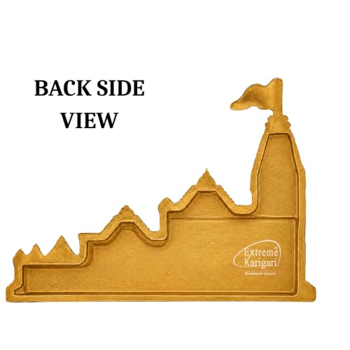 Image of Ram Mandir Ayodhya Replica Showpiece | Golden Finish Temple Decor | Puja Room & Home Mandir | Gift Item | 10 x 1.5 x 7 cm