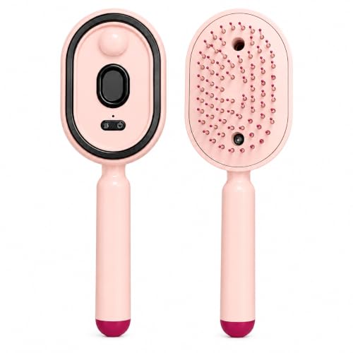 Electric Steam Brush for Hair Steam Hair Brush with Water Spray Rechargeable Detangling Hair Brush for Curly Thick Straight and Wavy Hair Helps Reduce Staticpink