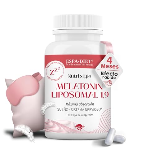 Espadiet Melatonina Pura Liposomal 1,9 mg con Vitamina B6 – Pastillas para Dormir Fuertes Noche Natural – Melatonin Sueño Profundo Adultos Niños – Helps You Sleep, Jet Lag – 120 Cápsulas