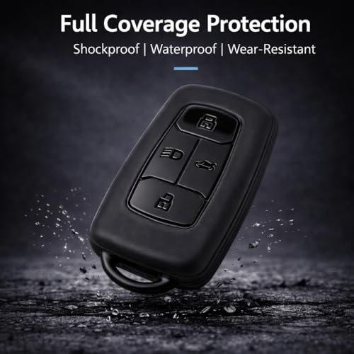 Image of JVCV Soft TPU Cover Compatible with Tata Nexon EV, Harrier, Tiago EV, Altroz, Tigor, Safari, Punch 4 Button Smart Key | Scratch-Resistant Protective Case (Matte Black)