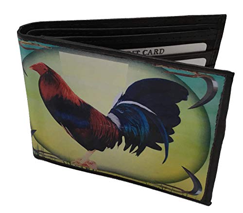 Cartera Billetera de piel dos gallos red black2