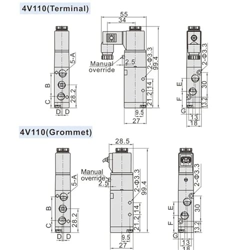 Vanne solénoïde de commande d'air 1/8 BSP distributeur électrique gaz 4V110-06 - 6