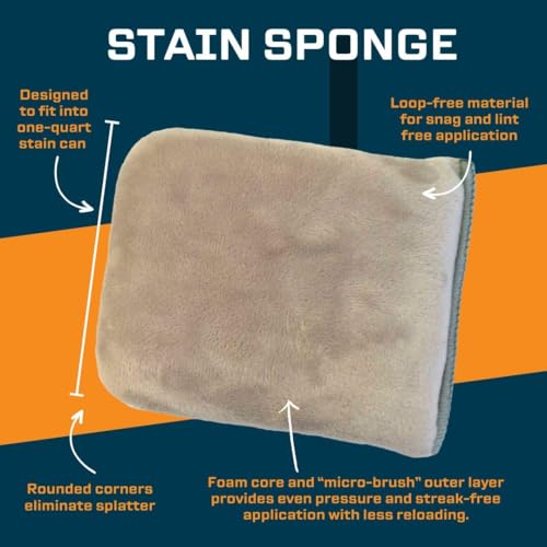 Image of MāKRS Stain Sponge, 20-Pack Staining Pads, Lint, Snag and Streak-Free Applicator Sponges, Micro-Brush Material Over Foam Core, for Wood Stains and All Finishes, Easy to Use with Consistent Application