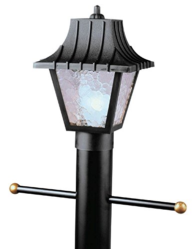Westinghouse 6687500 One-Light Hi-Impact Polycarbonate Post-Top Exterior Lantern, Black Finish with Clear Textured Acrylic Panels