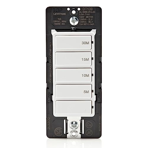 Leviton Countdown Timer Switch for bathroom fan and household lights, 5-10-15-30 min, No Neutral...
