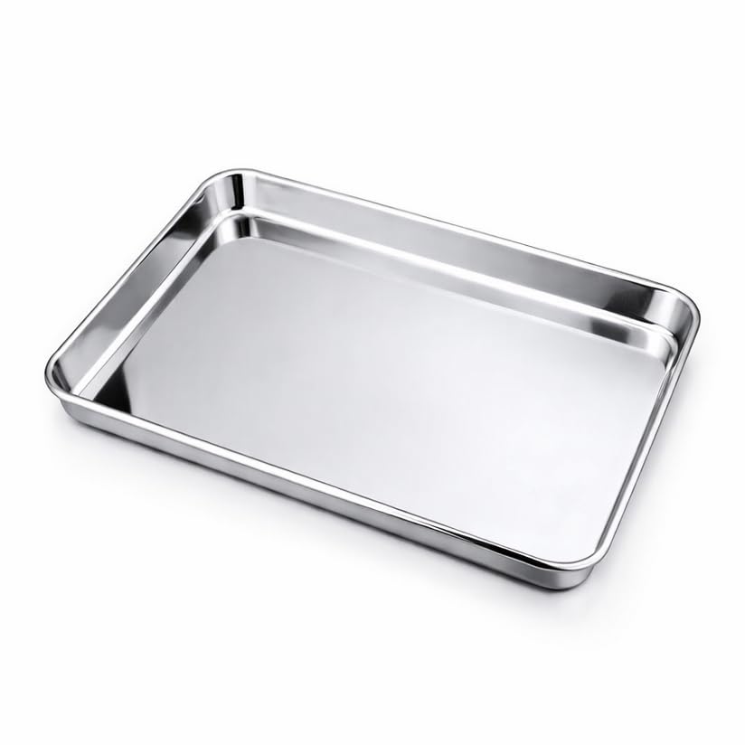 Stainless Steel Multi-Purpose Serving Tray, Silver, Rectangular, Durable and Versatile (1, 10" x 8" Very Small (26 x 20 cms))-image-27