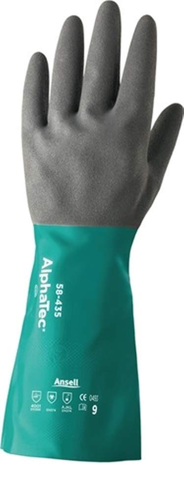 Ansell Chemikalienhandschuhe AlphaTec 58-435, Größe 10 grün/anthrazit, 12 Paar
