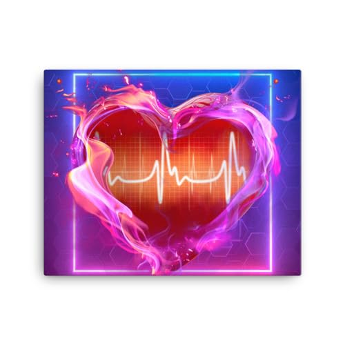 Tableau Amour Love Coeur d'art contemporain 16x20 pouces toile tendue