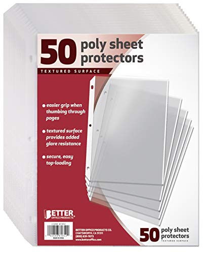 50 Count Textured Sheet Protectors by Better Office Products, 8.5 x 11