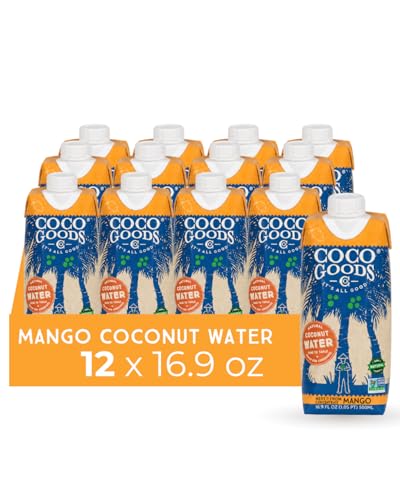 CocoGoods Co Natural Coconut Water with Fresh Mango Juice 16.9 fl. oz, 12 pack