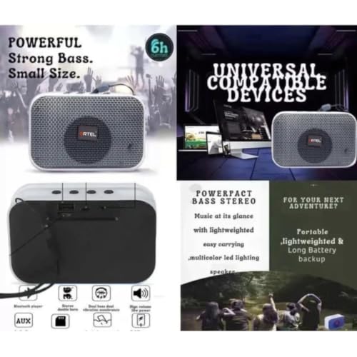 Image of ORTEL PULSEPOD Wireless Portable Speaker 5W with RGB Lights & BT Mic | Bluetooth 5.3 | Stereo Audio | USB, AUX, TF Card | Travel Friendly | 4-5 Hours* Playback (Multicolor)