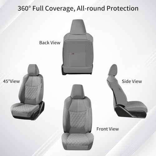 Image of Huidasource Custom Fit RAV4 (Gas Only) Front Seat Covers, Gray Waterproof Faux Leather Full-Coverage for 2019-2024 Toyota RAV4 LE /XLE & XLE Premium /Limited (Does Not Fit Adventure and TRD Off-Road)