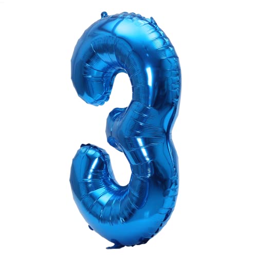 Image of YPSelected 32 Inch Large Foil Helium Number Balloon Birthday Wedding Party 0-9 (Blue, 3)