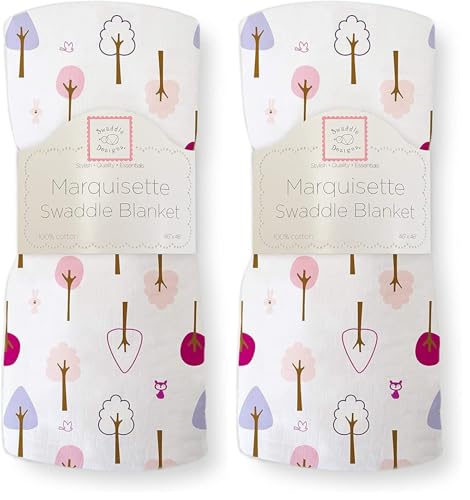 Image of SwaddleDesigns Marquisette Swaddling Blanket, Premium Cotton Muslin, Very Berry Cute and Calm (Pack of 2)