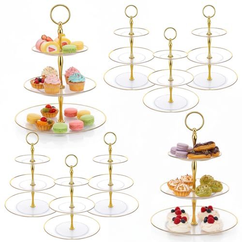 Meyeyaia 8Pack Cupcake Stand, Dessert Stand, Clear, 3 Tier, Plastic