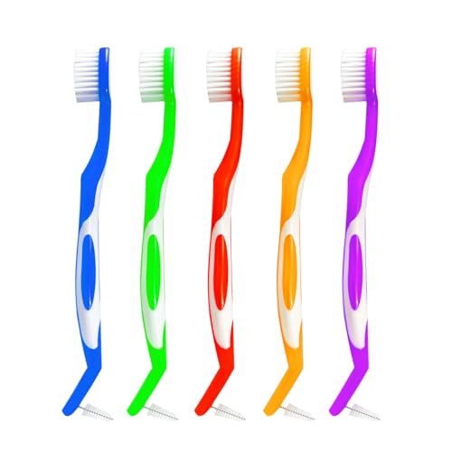 HRASY 5 Pcs Orthodontic Toothbrush Double-Ended V-Shaped Brush with Interdental Brush for Brace and Teeth Detail Cleaning, Type B