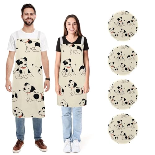 Tablier de cuisine amusant en lin pour cuisiner en famille avec le lot de 2 réglable