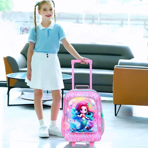 Image of CCJPX Kids Luggage for Girls, Mermaid Rolling Travel Carry on Suitcase for Toddler Children with Wheels(Pink)