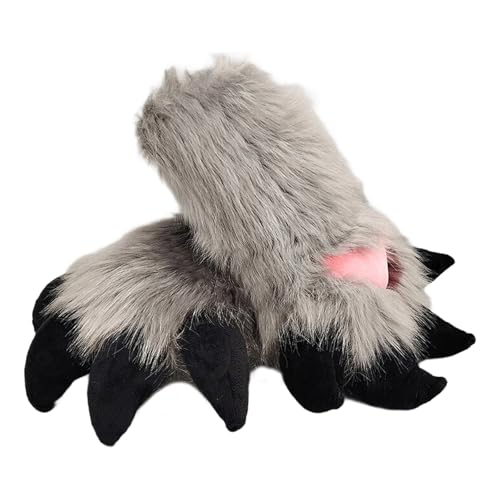 Gants en peluche loup et renard avec griffes pour déguisement d'Halloween