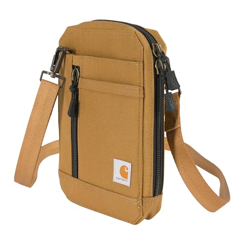 Carhartt Unisex Nylon Duck, Water Resistant Wallet with Adjustable Strap Crossbody-Portemonnaie, Braun Brown