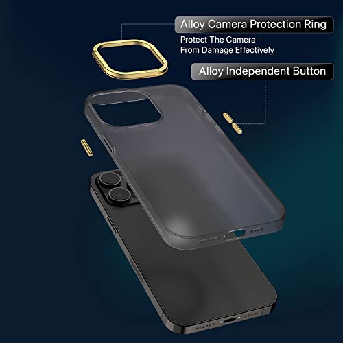 Image of eller sante SAN Pedro Frosted for iPhone 14 Pro Case Cover, 6 Feet Drop Protection, Shockproof, Scratch Resistant, Slim, Thin, Compatible with iPhone 14 Pro Back Cover - Black & Gold