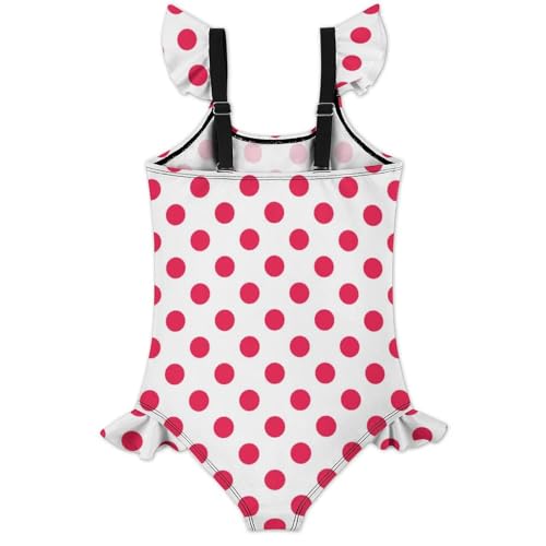 Image of Girls One Piece Swimsuit Polka Dots Ruffles Swimwear Bathing Suits 3-12 Years