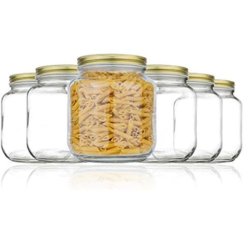 kitchentoolz 6 Pack of Glass Mason Jar Half Gallon Wide Mouth with Airtight Metal Lid - Safe for Fermenting Kombucha Kefir, Pickling, Storing and Canning Made in USA Cover