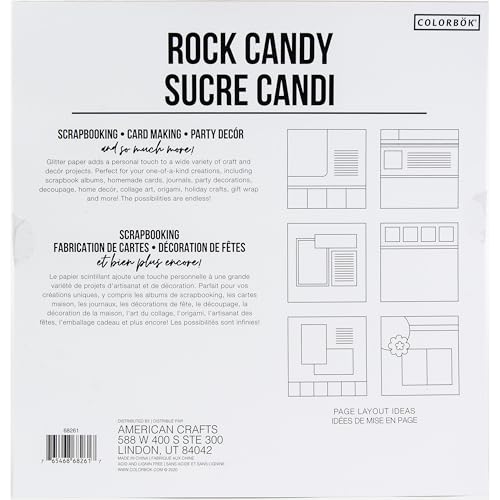 ColorBok 68261B Glitter Paper Pad Rock Candy, 12" x 12"