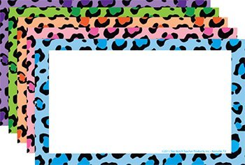 Top Notch Teacher Products TOP3685 Border Index Cards 4 X 6 Blank Multi Colored Leopard 75Ct