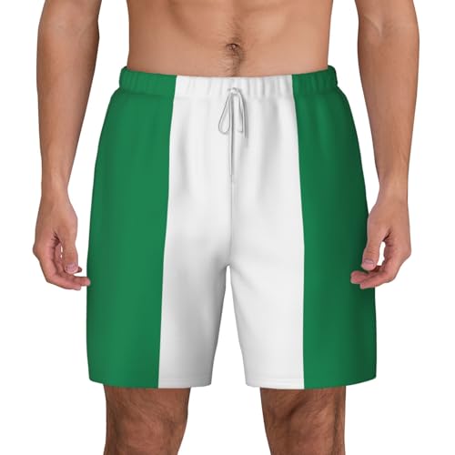 Flag of Nigeria Breathable Fit Trends Men's Swim Trunks Board Short with Waist Elastic Band Swimming Trunks