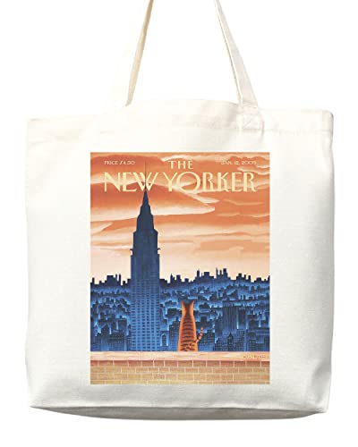 Bolso tote New Yorker con arte de portada de la revista, diseño estético y sostenible, hecho a mano miniatura 1